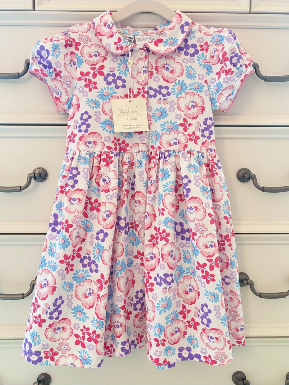 NWT Rachel Riley London Floral Jersey Dress Size 4Y
